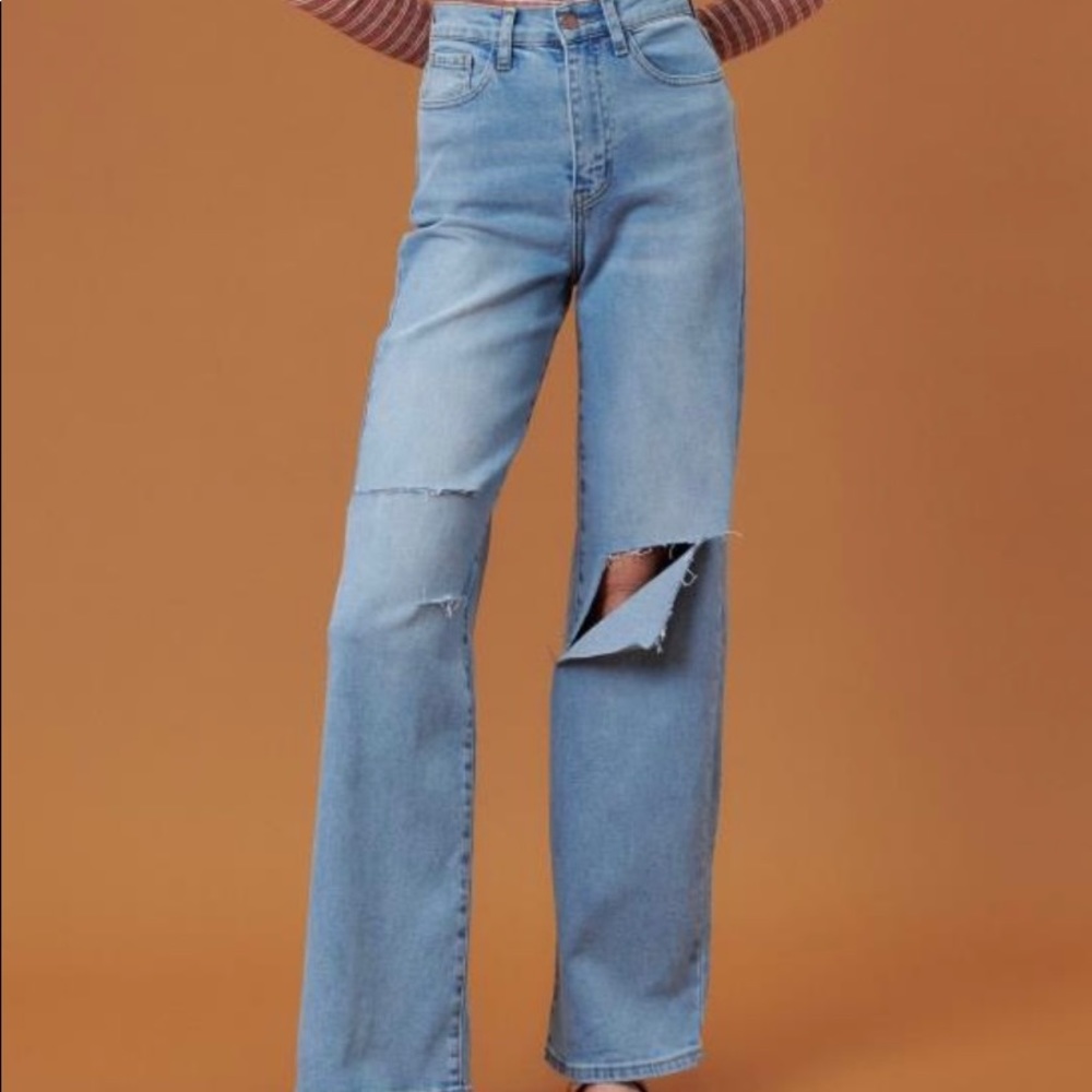 VIBRANT MIU HIGH WAISTED WIDE LEG JEANS